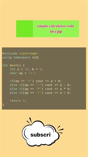 code for making a simple calculator code in cpp 💻#programming #coding #cpp#learning