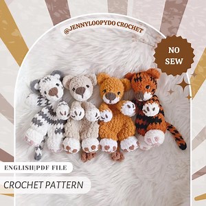 Crochet Lion and Tiger Lovey Pattern: No-sew Amigurumi (PDF Pattern) - Etsy