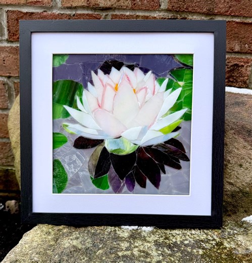 Stained Glass Mosaic Art With Water Lily, for Wall, Bookcase, Desk- Original, Contemporary, Modern, Unique Gift, Glass Art, - Etsy UK