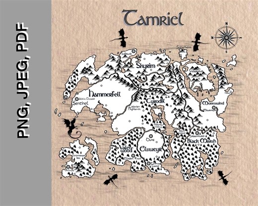 Map of Tamriel From Popular the Elder Scrolls (digital Files) - Etsy Australia