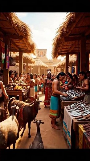 Aztec Marketplace in 8K Lifelike Glimpse of Ancient Trade #historyshorts