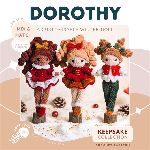Winter Doll Crochet Pattern Dorothy (PDF) | Amigurumi Customisable Doll, Mix & Match | Cotyloops - Etsy