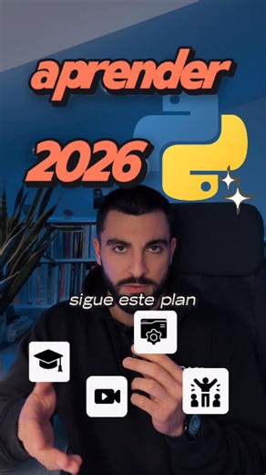 Goyo | Python & IA on Instagram: "Si tuviera que aprender Python desde cero en 2026, seguiría estos 4 pasos Y no, no es lo que te han contado los gurús. Paso 1: Fundamentos (máximo 4 semanas) Curso gratis, libro o incluso un juego. Pero no te quedes aquí para siempre. Paso 2: Proyectos guiados Aquí pones en práctica lo aprendido con tutoriales de YouTube. Pero ojo con el tutorial hell → si solo copias, no aprendes. Paso 3: Proyectos de nicho Backend, IA, ingeniería de datos... proyectos ambicios