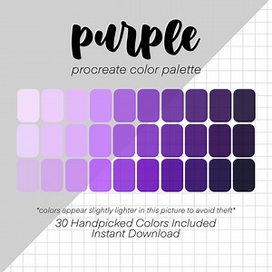 Purple Procreate Color Palette (30 Colors) | Swatches | iPad Lettering | Procreate Tools | Pastel | Shades of Purple | Apple Pencil - Etsy