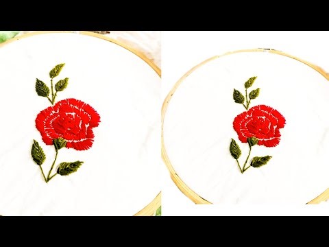 Rose Thread Embroidery design 🌿🌹// Realistic Embroidery Easy way with Relaxing Vibes