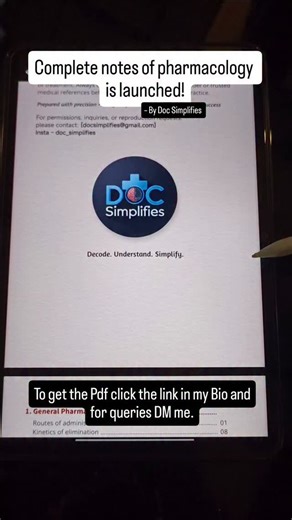 Doc_Simplifies | This PDF is designed to make Pharmacology simple and crystal clear — It turns complex drug names and mechanisms into easy and... | Instagram
