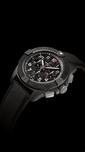 The Avenger Night Mission chronograph has a case and bezel made entirely of scratch-resistant ceramic. Its caseback, crown, pushers, and buckle, meanwhile, are crafted in solid titanium, providing the highest strength-to-weight ratio of any metal. #breitling #squadonamission #avenger #watches #pilotswatch #aviation #chronograph #ngihtmission #yellowdial #balckdial #ceramiccase | Breitling