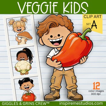 Kids Vegetable Clipart | Healthy Food | Nutrition | PNG Color Set