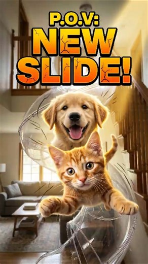 POV: My Cat & Dog Are OBSESSED With Their New Slide 😂 (Not Even Installed Yet!) #shorts #funny