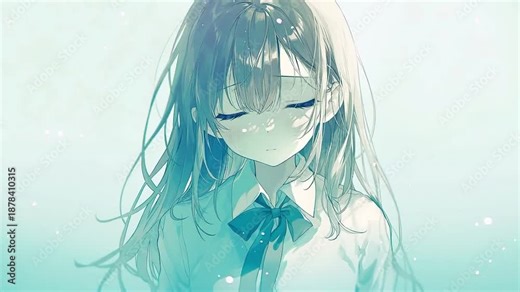 Transparent Anime Style Schoolgirl with Soft Light and Emotional Expression