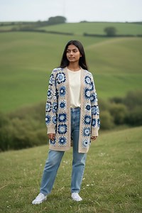 Handmade Crochet Long Cardigan: Bohemian Granny Square Knit - Etsy