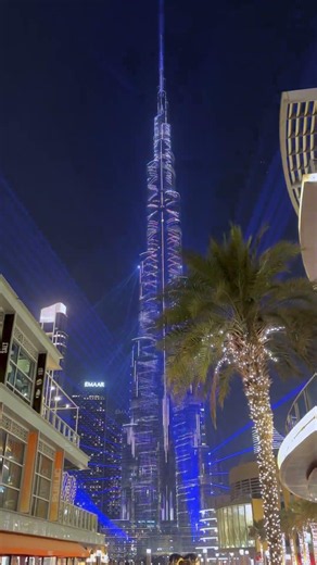 Burj Khalifa Blue Laser Show 4K | Dubai Night Light Show