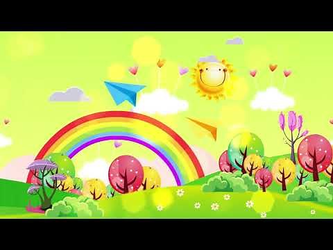 Beautiful rainbow forest sunlight background - Cartoon kids