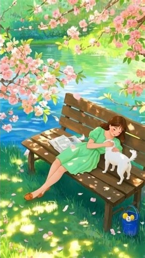 A Peaceful Spring Day #lofi#anime #aesthetic#spring vibes#study vibes cozy, #peaceful#animation