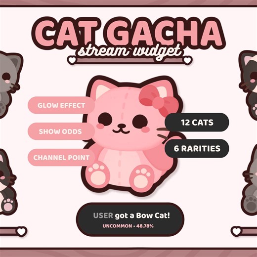 Cat Gacha Widget | Channel Point Rewards / Channel Points / Reward Widgets / Stream Widget | Kawaii, Cute, Kitten | TWITCH - Etsy