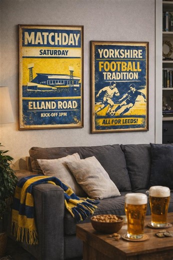 Leeds Football Posters | Elland Road Matchday Art | Vintage Style Digital Download