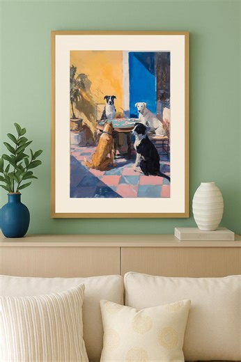 Dogs Playing Poker Art Print, Funny Dog Wall Art, Modern Pet Lover Decor - Etsy