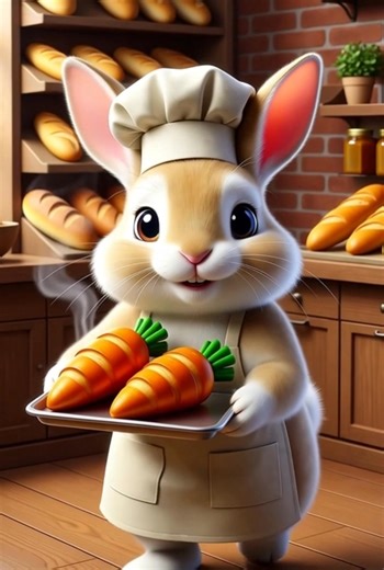 🐰🥖 Just Baked! Meet the Rabbit Baker Serving Carrot Magic in a Cozy Artisan Bakery ✨ Step into a cozy fantasy bakery where a rabbit baker brings warmth and wonder! Dressed in a chef’s hat and apron, this charming bunny serves fresh bread and vibrant carrots from a rustic oven. The shelves are full, the vibe is magical, and the storytelling is perfect for kids, families, and fans of animated charm. 📸 Share the joy. Tag someone who loves whimsical art or cozy bakery scenes! #RabbitBaker #Whimsi
