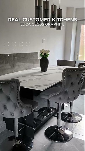 Luca Gloss Graphite Handleless Kitchen - 4205 - DIY Kitchens