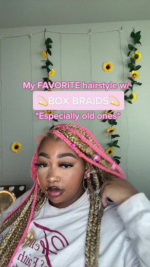 Pink Box Braids Tutorial with Bun and Swoop | Hair Braiding Style