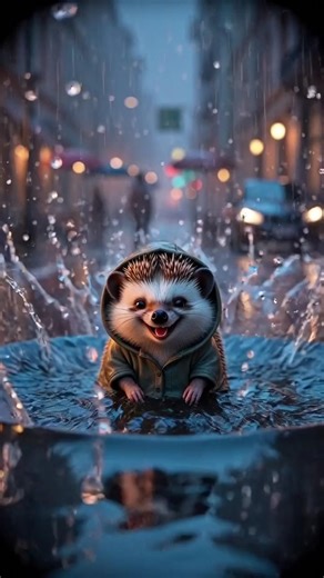 🦔 Hedgehog Loses Umbrella in Rain! Cute Quest & Heartwarming End ❤️☔ #Shorts #CuteHedgehog