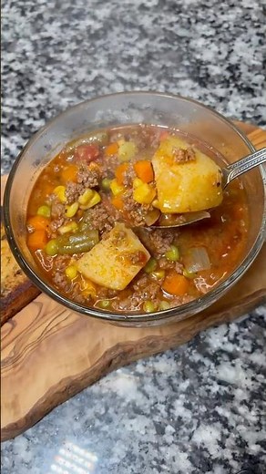 Let’s make some delicious Hamburger Vegetable Soup🔥😍 #recipe #hamburgersoup #quickmeals #cooking