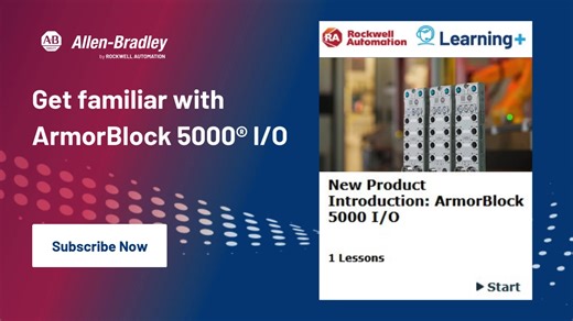 Machine builders: Get to market faster with the scalable and flexible ArmorBlock 5000 I/O. Learn more about the On-Machine I/O capabilities and functionalities through the self-paced ArmorBlock 5000 I/O course on the Learning training portal. Subscribe now. https://rok.auto/4jbSpea | Rockwell Automation, Inc.