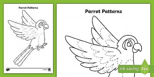 EYFS Parrot Patterns Pencil Control Activity