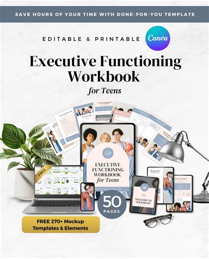 Executive Functioning Workbook for Teens Canva Template, Editable ADHD Study Skills & Organization Planner PDF Teen Workbook ADHD Teen Tools - Etsy