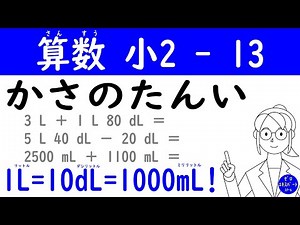 算数 小2 -13【かさ】かさの単位、リットル・デシリットル・ミリリットルがイメージで分かる！