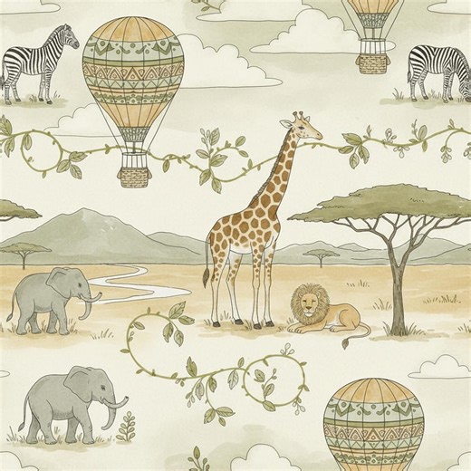 Safari Animal Seamless Pattern, Toile De Jouy Style (digital Download) - Etsy
