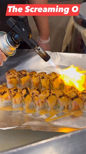 The Screaming O is one of our most popular rolls. Made with Real Snow Crab, Shrimp Tempura, Avocado, Salmon, Spicy Mayo, Masago, Unagi Sauce and torched to bring another layer of umami to the party. #sushifixwayzata | Sushi Fix