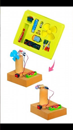 2 simple science experiment item made with cardboard dc motor AA battery switch #shorts