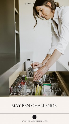 Have you downloaded my free challenge? Here's an overview of what you can accomplish in my quick 10 minute pen challenge. Grab the free PDF in my bio to get additional tips and tricks! Have you completed this challenge? Comment below! #simplified #penchallenge #declutter #officeorganization | Go Simplified