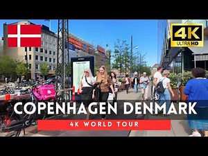 Denmark walking tour - 2 hours Copenhagen downtown walk 4k 60fps