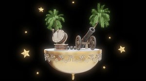 4K Loop animation Islamic Special Days Concepts Ramadan,Eid Mubarak, eid al-adha, eid qurban, Eid fitr, Al Hijra With 3D canon and Islamic 3D Lantern With Frame. Dark Background.