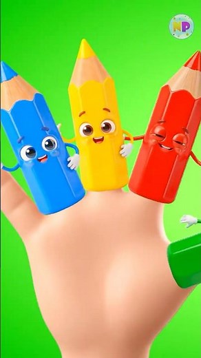 Colorful Pencil Finger Family ✏️ Green & Blue Color Song #Shorts