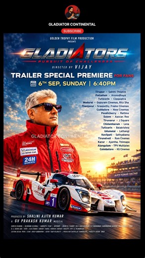 GLADIATOR Trailer Special Premiere for Fans #ajithkumarthala #tamilnadu