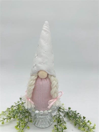 Hand Sewn Gnome with Eyelet Hat & Braids | Baby Girl Gift