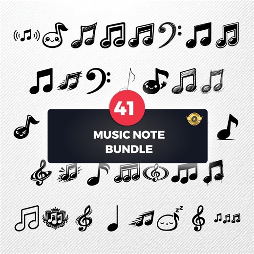 Music Note SVG Clipart Bundle, 41 Vector Illustrations, PNG Eps Dxf PDF, Silhouette, Print Graphics - Etsy