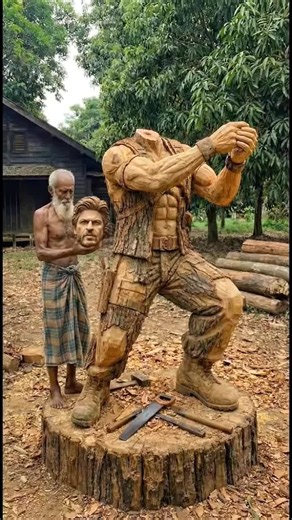 Shahrukh Khan Action Pose in Wood! Carving