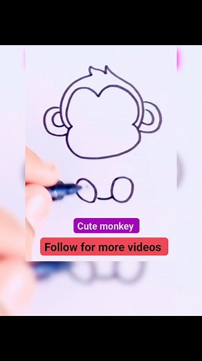 6.8K views · 48 reactions | Cute monkey drawing for kids . . #drawingtutorial #drawingideas #fbreelsfypシ゚viralシ | Easy drawing for kids24 | Facebook
