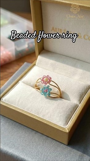 How to Make a DIY Beaded Flower Ring 🌸 Easy Wire Jewelry Tutorial #shortvideo