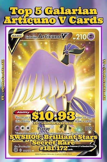 Top 5 RAREST Galarian Articuno V Pokémon Cards! 🧊🔮 #pokemon #top5 #tcg #pokémon #pokemoncards