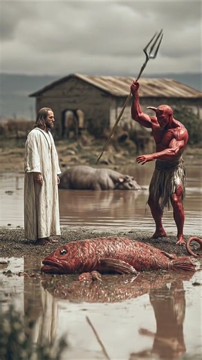 Jesus Rescues the Fish from Satan #jesuschrist #jesus