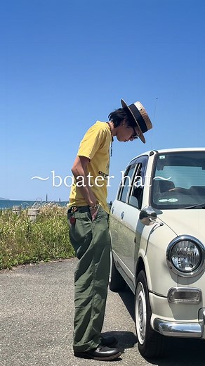 夏のアメカジにカンカン帽 夏のコーデに迷ったらフォローして #アメカジ #アメカジコーデ #vintage #fashion #ootd