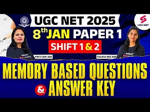 UGC NET Paper 1 Answer Key 2025 | UGC NET Answer Key 2025 (8th Jan, Shift 1 & 2) | Priti & Tulika