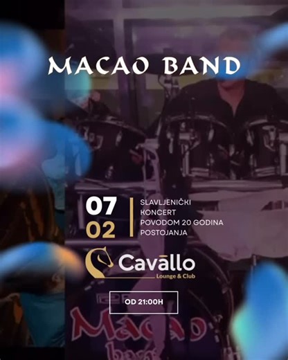 Već 20 godina s vama ❤️ Macao band slavi veliki jubilej i želi ga podijeliti s publikom koja nas prati od prvog dana. 📍 Cavallo lounge & club Livno 📅 7.2.2026. 🕘 od 21 h #macaobad #20years | Macao Band