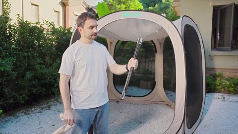 Werph 10x10 Pop Up Canopy, Portable Canopy Tent with Mesh Mosquito Net, Screen House Room Camping Canopy Shade Tent,Beige