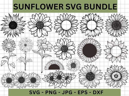Sunflower SVG Bundle, Digital Cut Files - Etsy